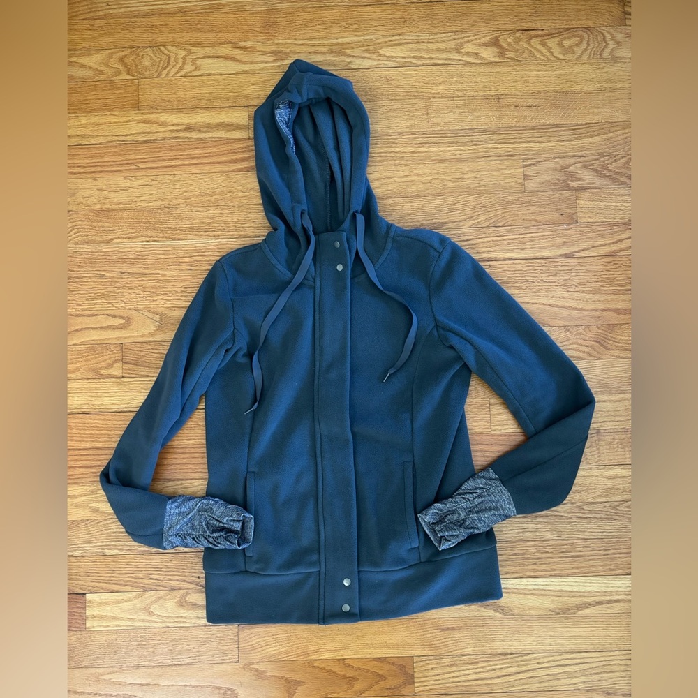 Old Navy Fleece Jacket  Women’s Medium Gray Hooded Zip Athletic Drawstring